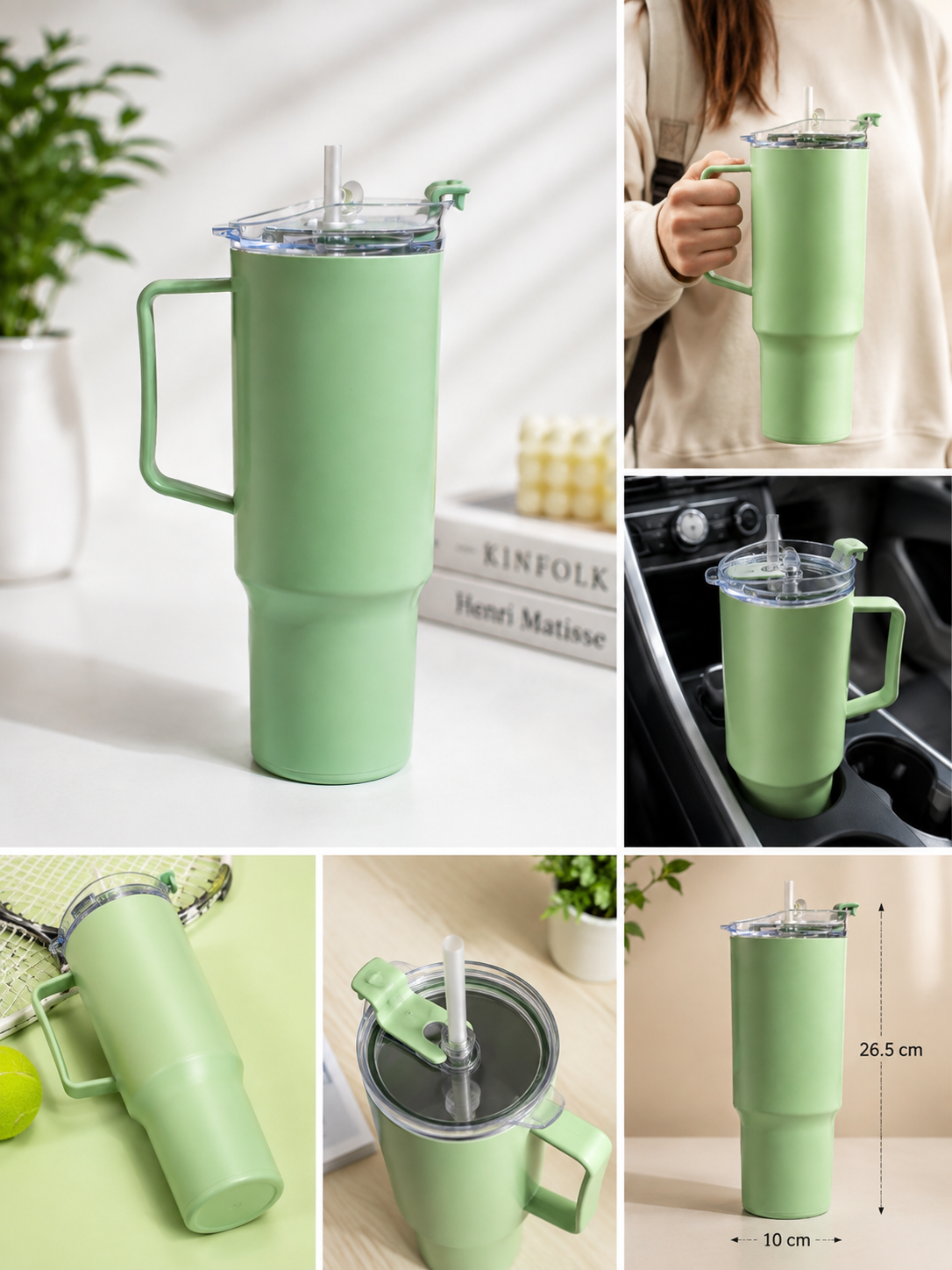 Mega 1800mL Insulated Tumbler with Handle and Straw – Double-Wall Vacuum Travel Mug