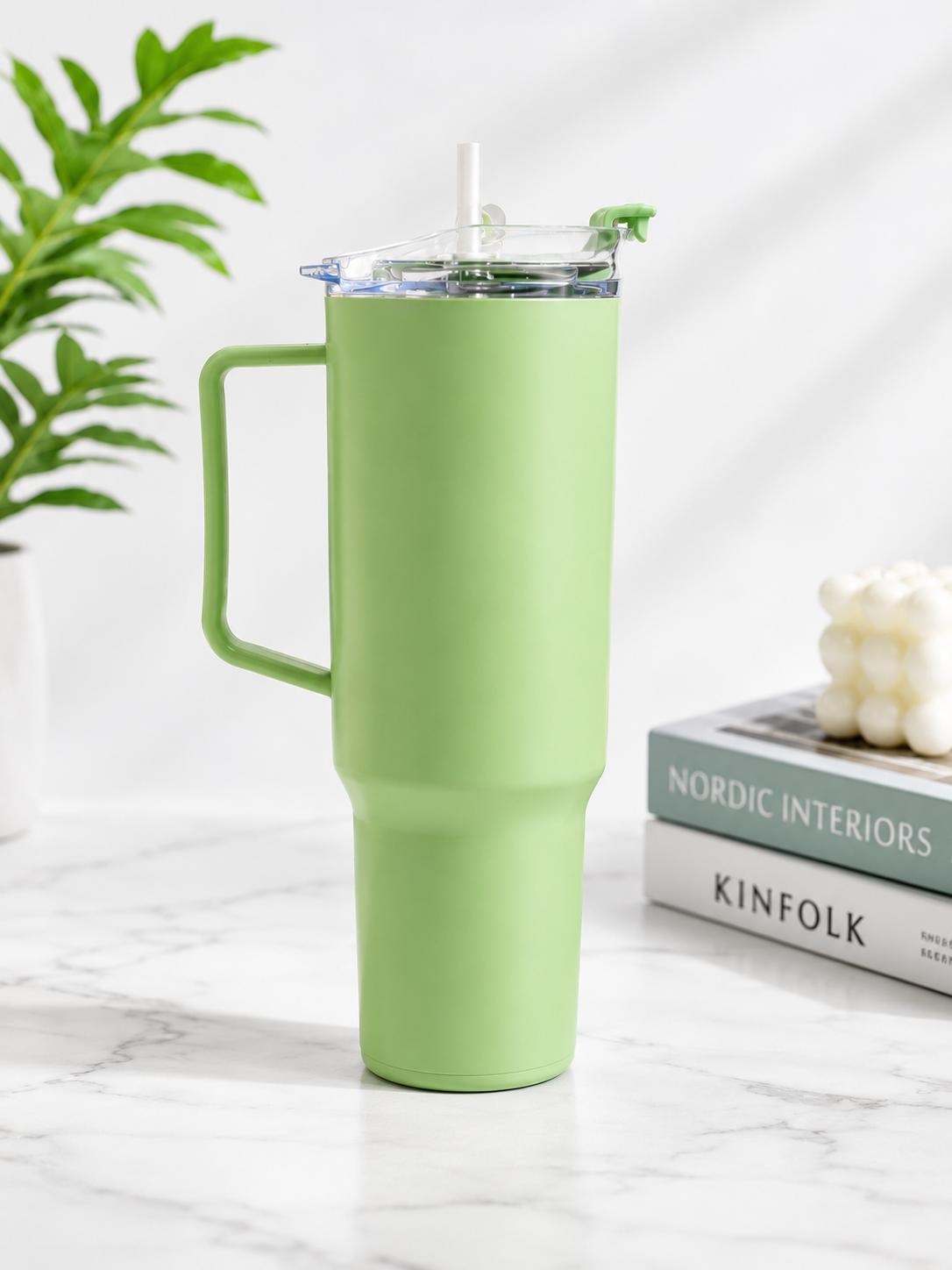 Mega 1800mL Insulated Tumbler with Handle and Straw – Double-Wall Vacuum Travel Mug