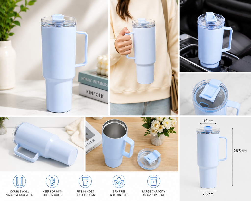 Ultimate 1.8L (1800mL) Insulated Travel Tumbler Mug – Heavy-Duty Matte Sports Flask with Comfort Handle