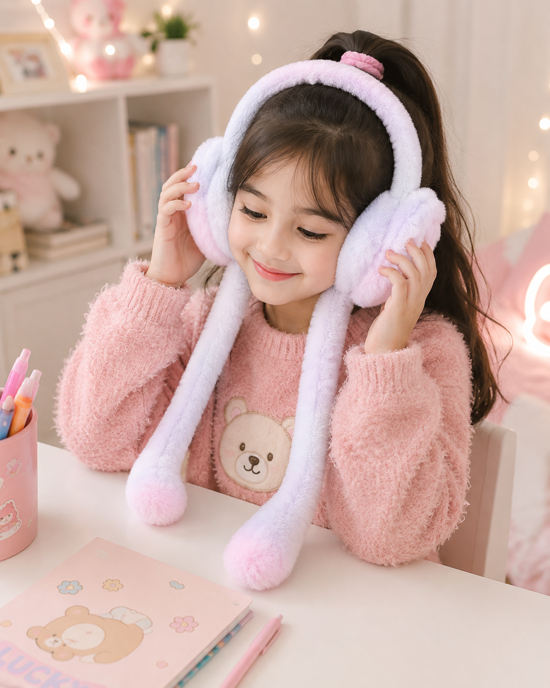 Cute Moving Ears Plush Earmuffs for Kids