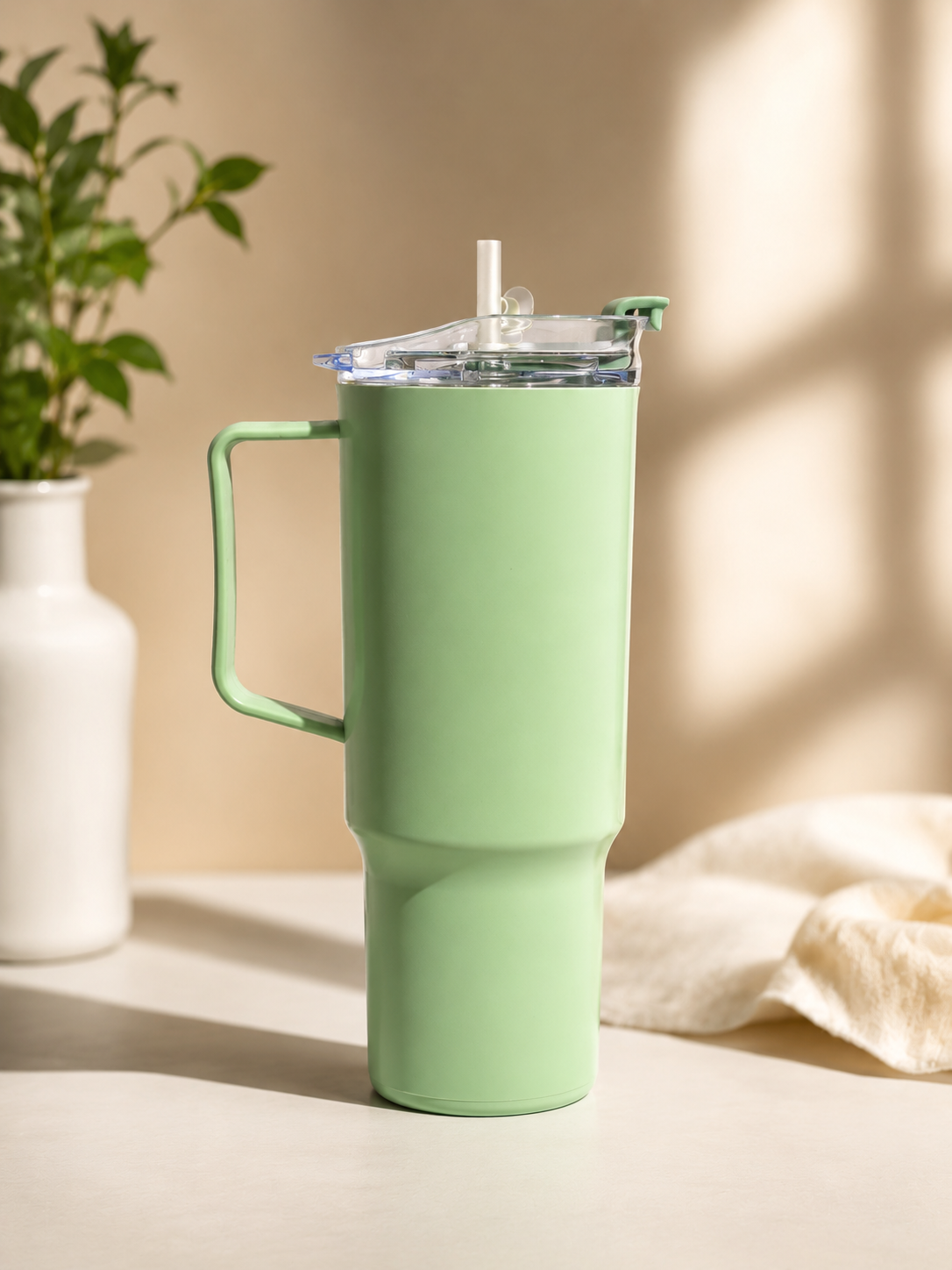 Mega 1800mL Insulated Tumbler with Handle and Straw – Double-Wall Vacuum Travel Mug