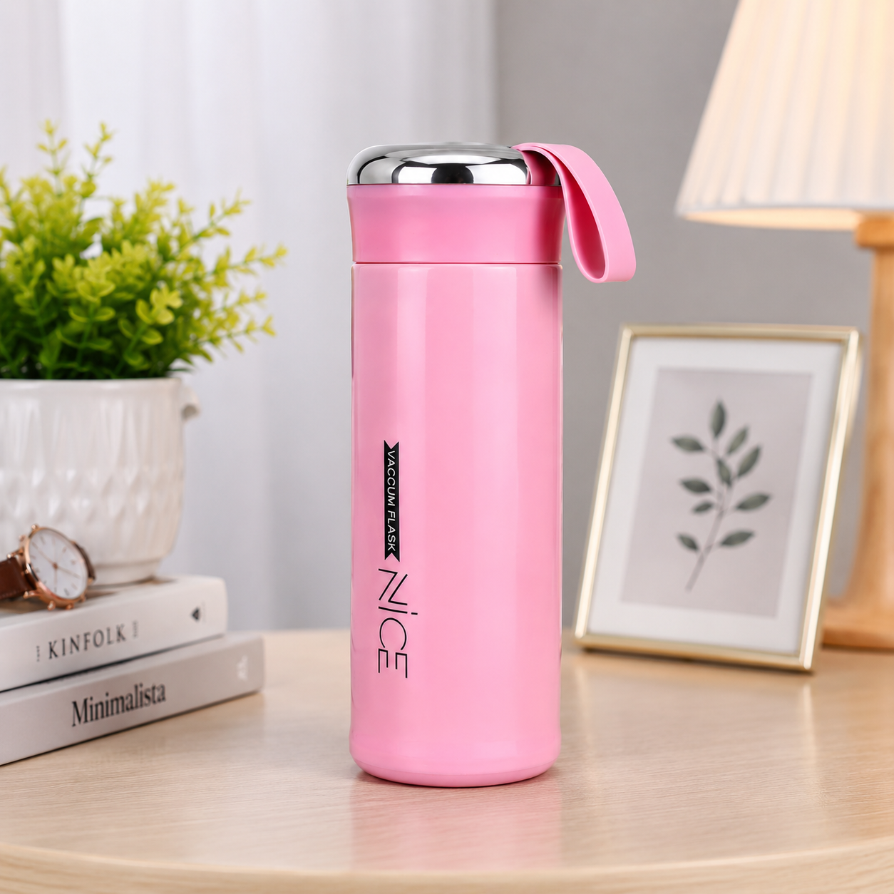 Nice 400ml glass Insulated Water Bottle with Carrying Strap