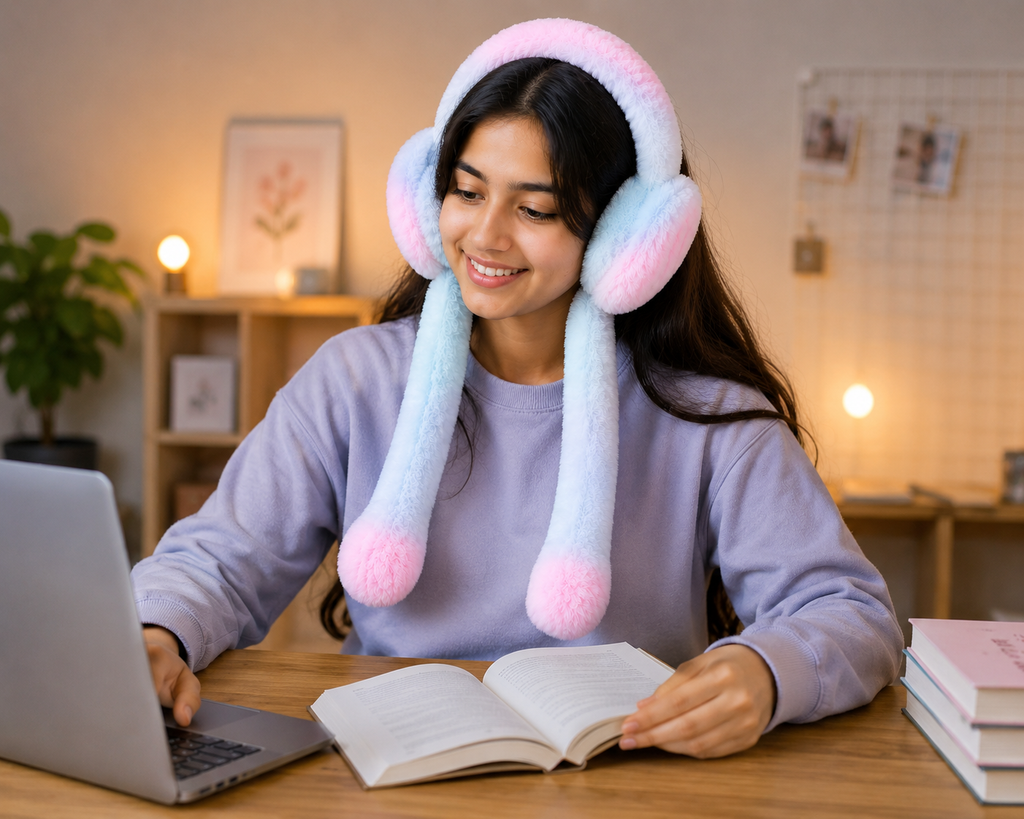 Cute Moving Ears Plush Earmuffs for Kids