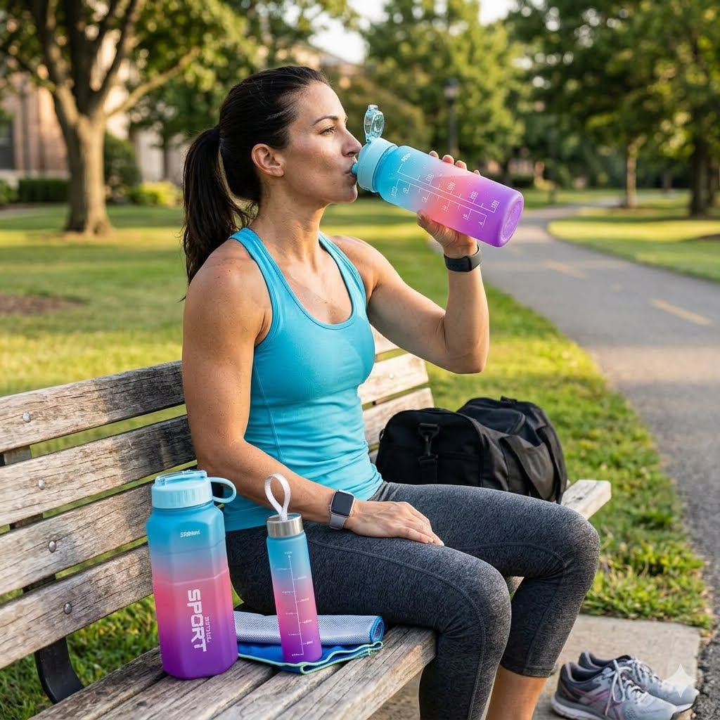 3-Piece Motivational Ombre Water Bottle Set – 2000ml, 900ml, & 500ml Leakproof Sports Flasks