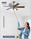 Microfiber Ceiling Fan Duster – Long Extendable Stainless Steel Telescopic Extension Pole