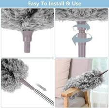 Microfiber Ceiling Fan Duster – Long Extendable Stainless Steel Telescopic Extension Pole