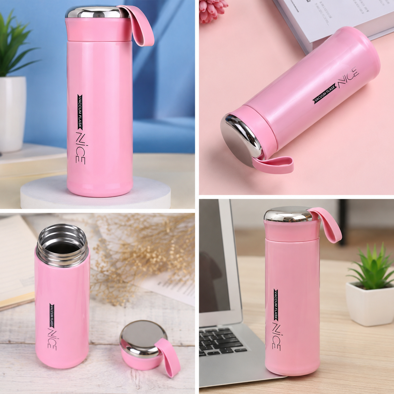 Nice 400ml glass Insulated Water Bottle with Carrying Strap